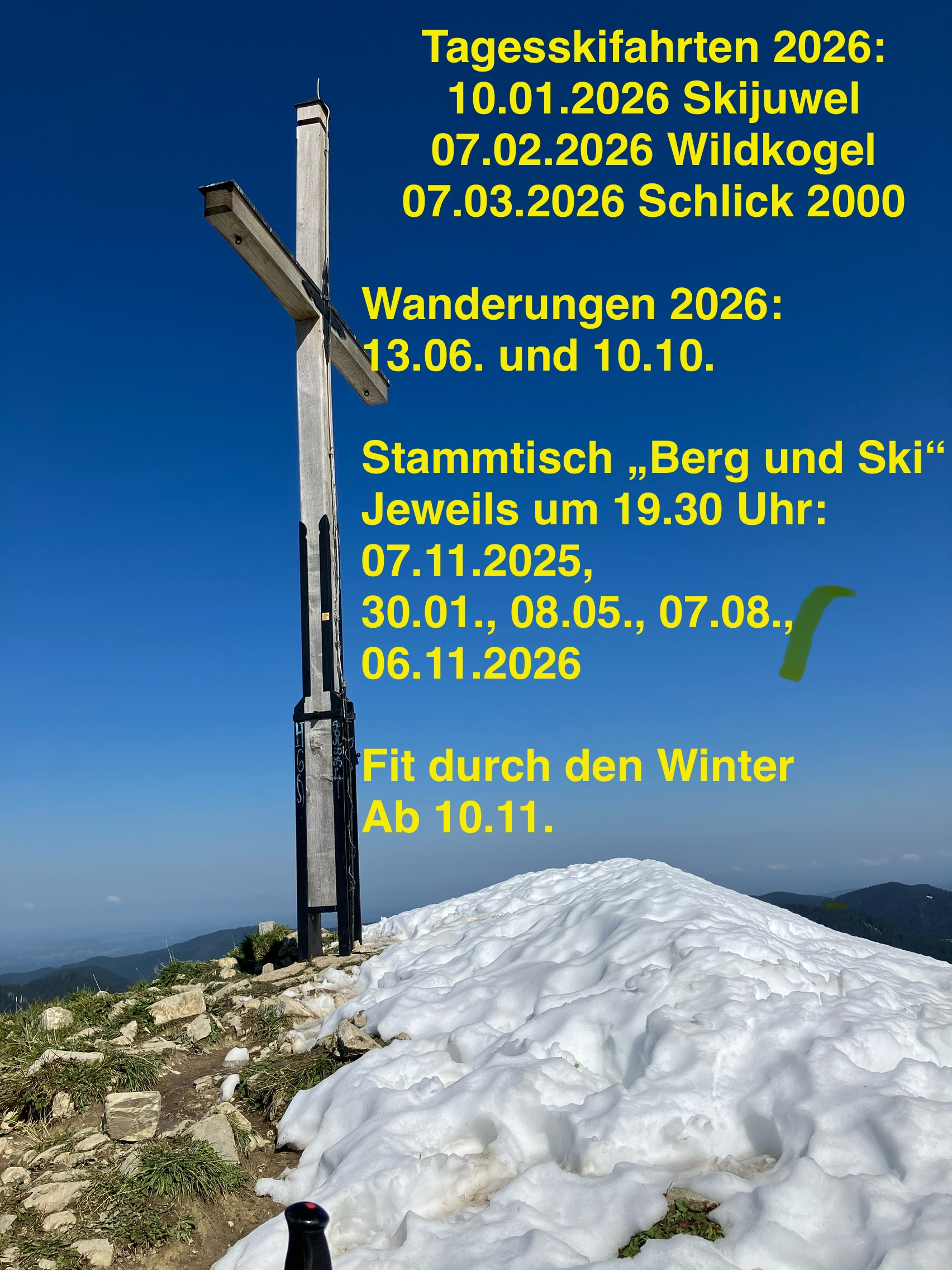 Neu: Stammtisch „Berg und Ski“